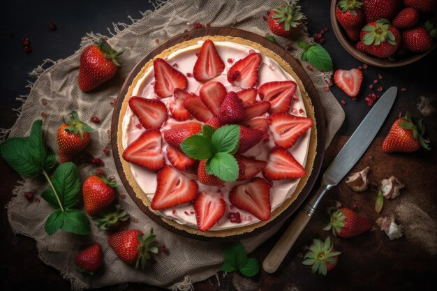 Photo strawberry cheesecake dessert on the table