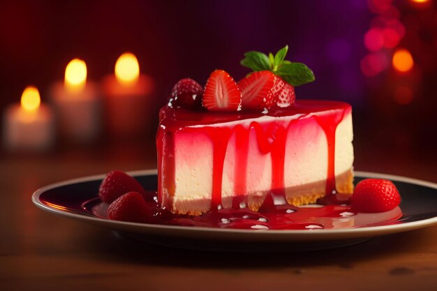 Strawberry cheesecake sauce Red syrup Generate Ai