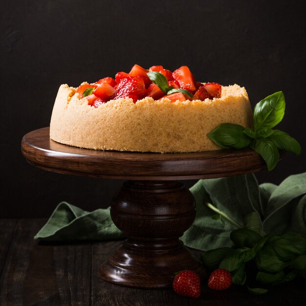 Strawberry cheesecake with basil