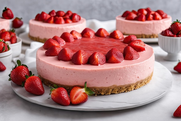 Strawberry cheesecake with strawberry topping