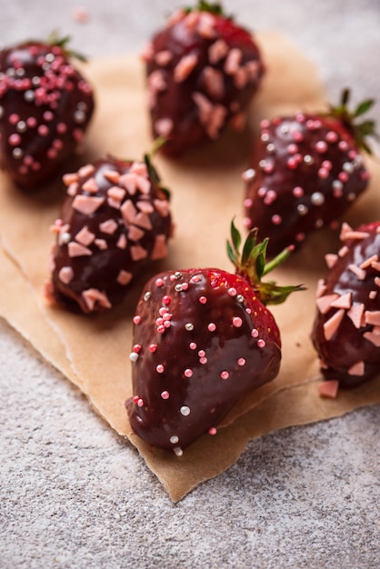 Strawberry in chocolate, delicious dessert