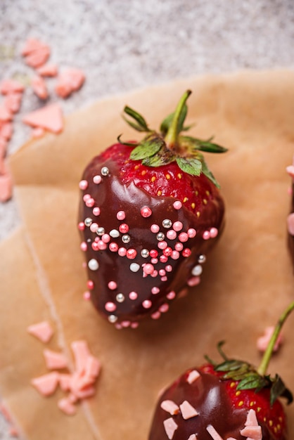 Strawberry in chocolate, delicious dessert