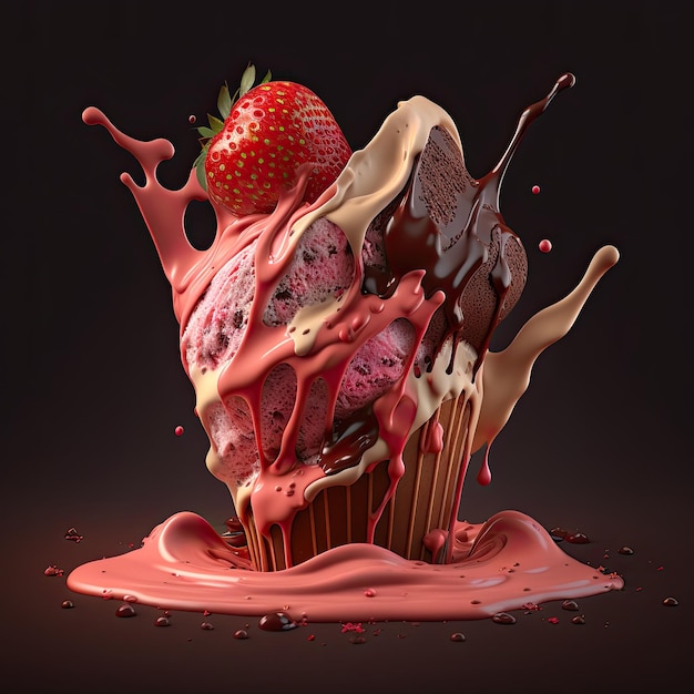Strawberry and chocolate icecream