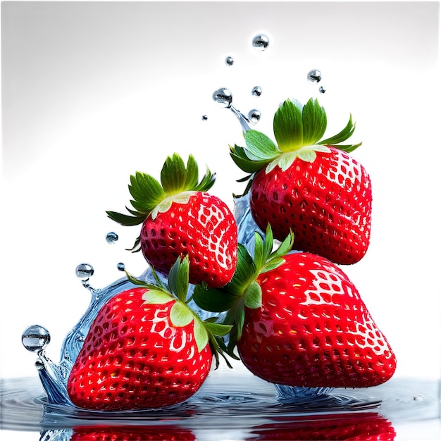 Photo strawberry a cluster of plump rubyred strawberries isolated on transparent background