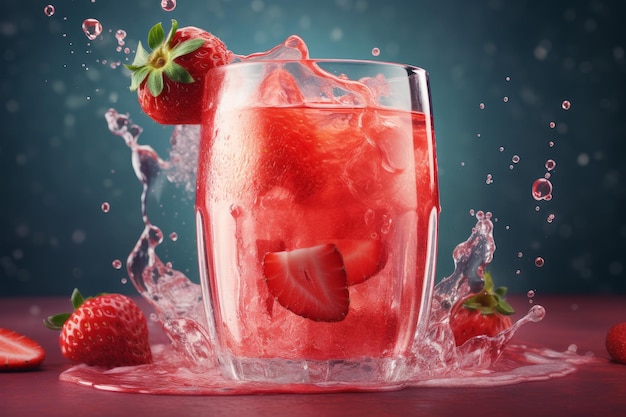 Strawberry cocktail splash Liquid cold Generate Ai