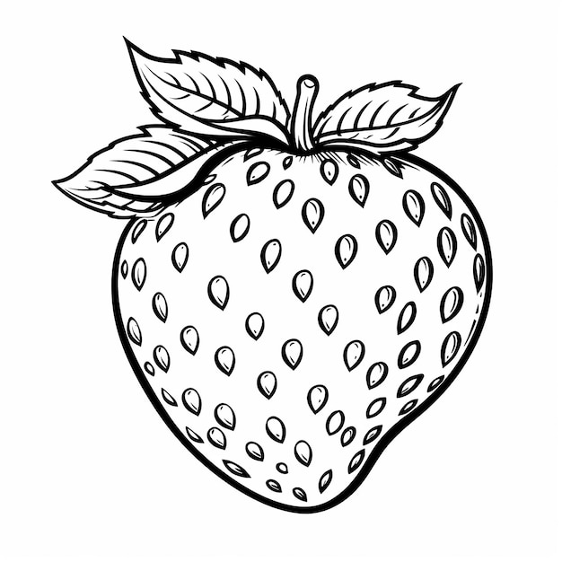 Photo strawberry coloring page for kids