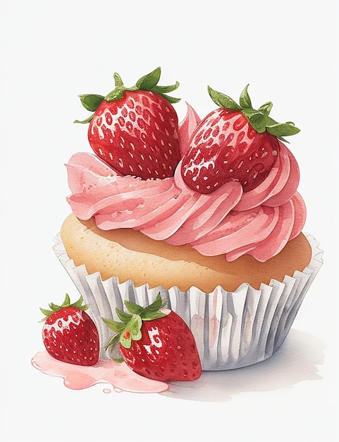 Strawberry cupcake Generative AI