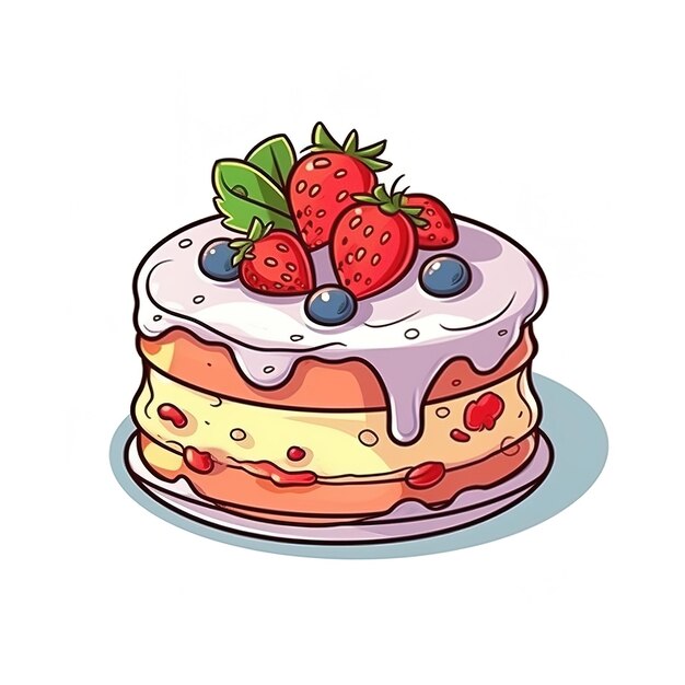 Photo strawberry desserts illustrations clip art set