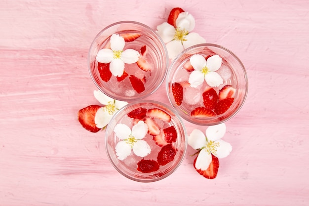 Strawberry detox water with jasmine flower