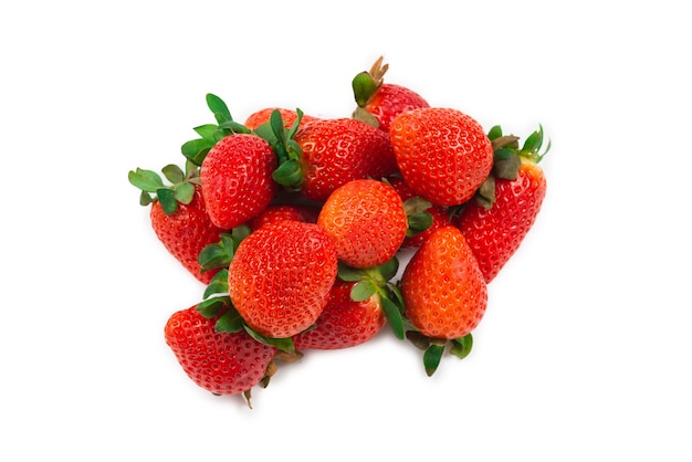 Photo strawberry. fresh berries macro. isolated on white.