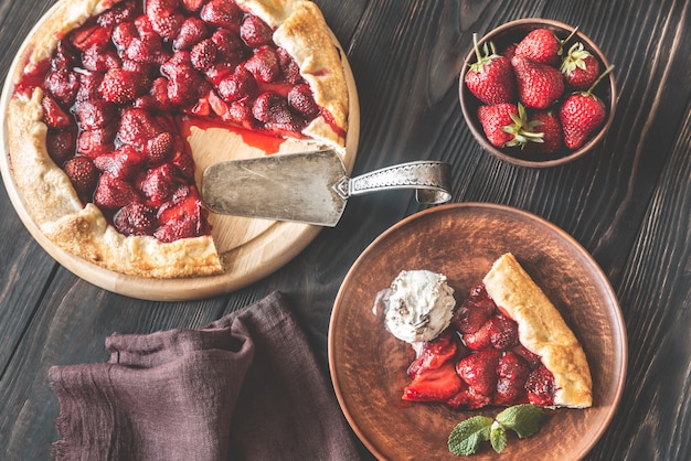 Strawberry galette served with ice-cream