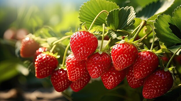 Strawberry in the garden close up