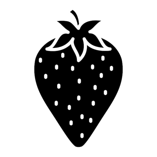 Photo strawberry glyph solid black illustration