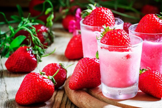 Strawberry granita selective focus