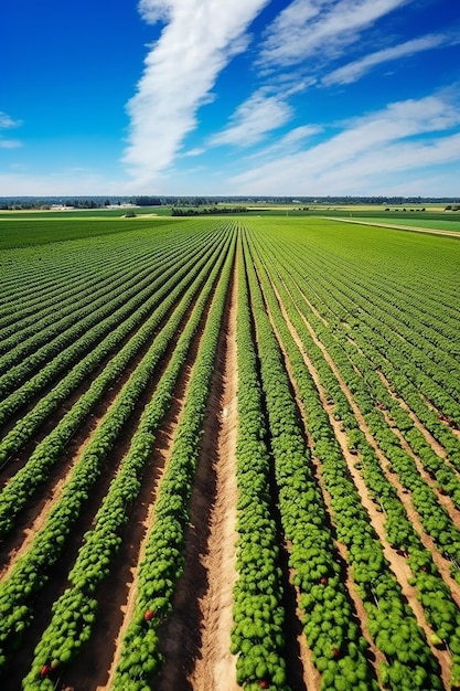 Foto strawberry haven levendig veld van eindeloze rijen