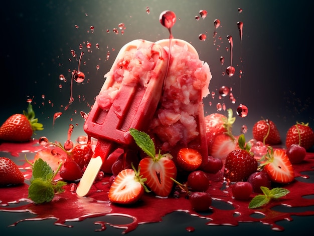 딸기 아이스크림 아름다운 딸기 주변