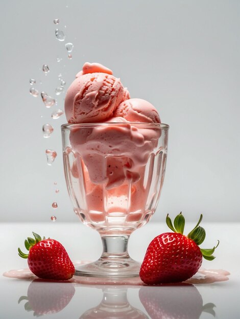  바탕 에 고립 된 그 에 있는 딸기 아이스크림