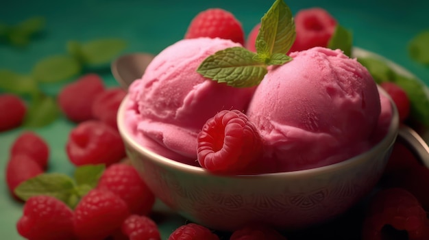 strawberry ice cream in a bowl