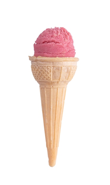 Strawberry Ice cream cone on a white isolated