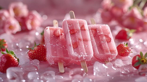 Photo strawberry iced popsical dessert ice cream