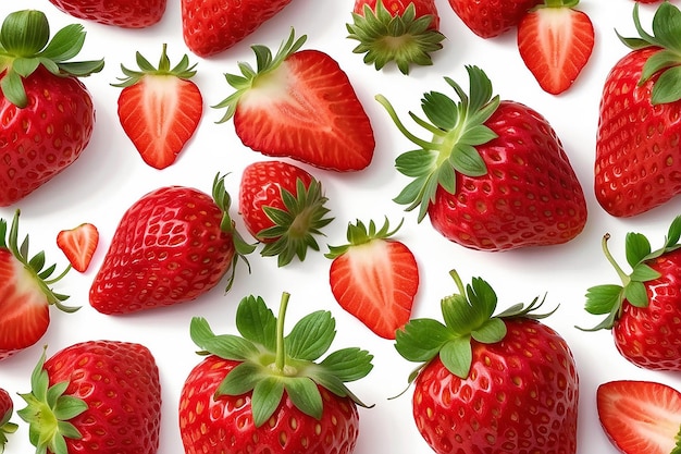 A strawberry is on a white background