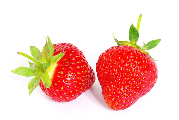 The strawberry isolated over white