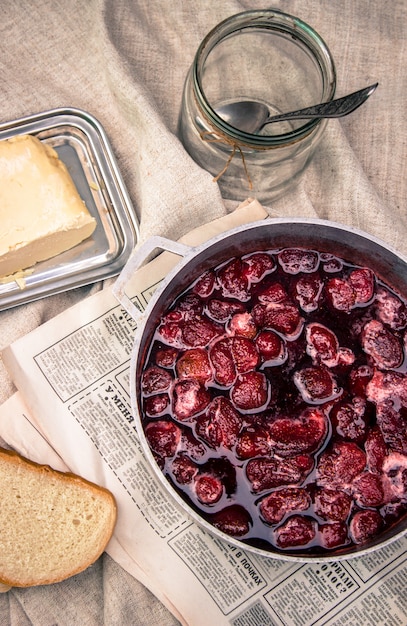 strawberry jam and bread and butter