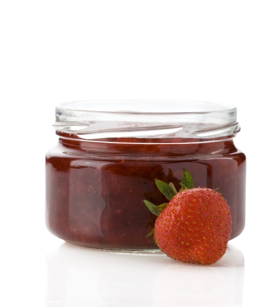 Strawberry jam isolated on white