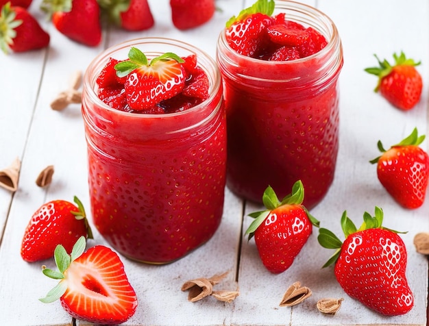 Strawberry jam in jar