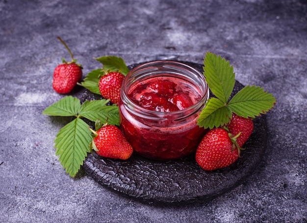 Strawberry jam in jar