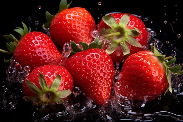 Strawberry in juice splashes highresolution