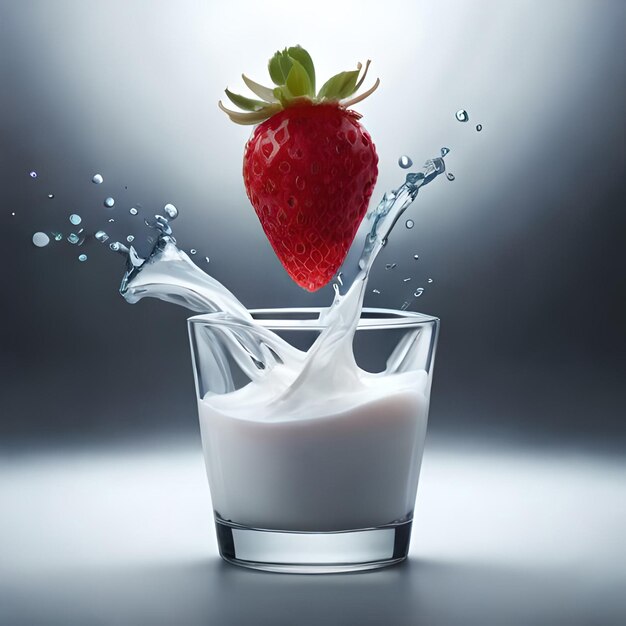 Strawberry juice with milk and cup on the table