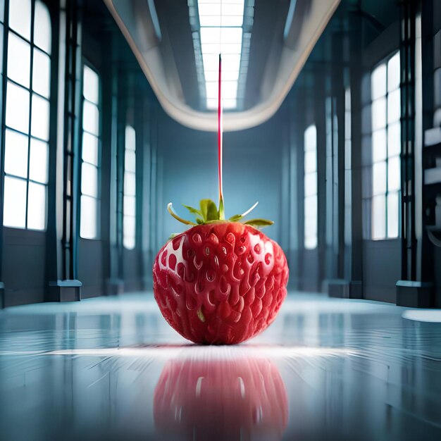 Foto succo di fragola con latte e tazza sul tavolo