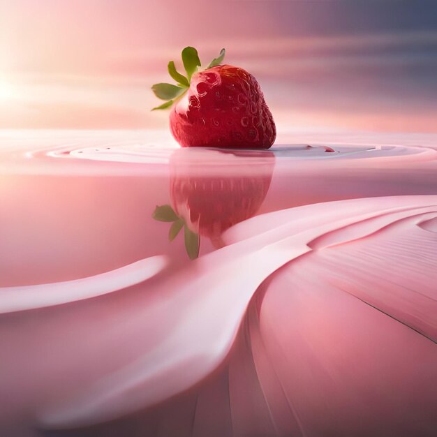 Strawberry juice with milk and cup on the table