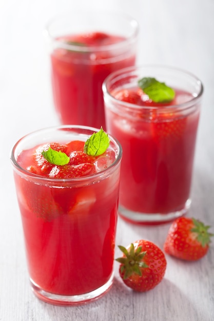 Strawberry juice with mint summer drink
