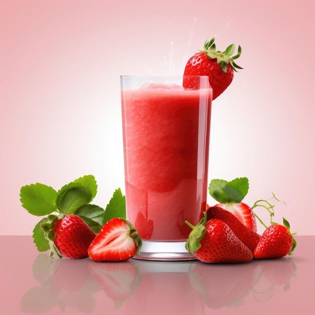 Foto succo di fragola con sfondo di studio