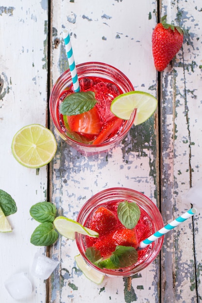 Strawberry lemonade in a glass