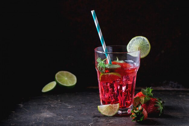 Strawberry lemonade in a glass