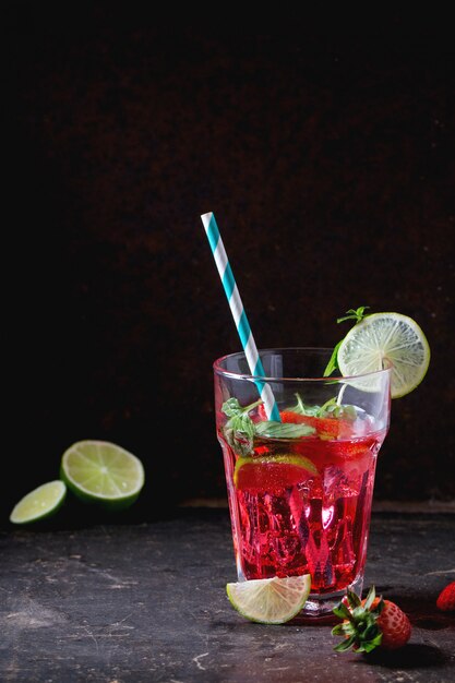 Strawberry lemonade in a glass