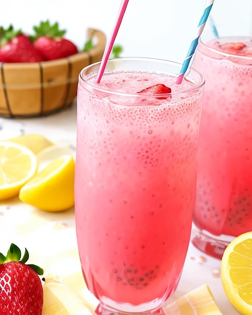 Strawberry lemonade with chia seeds