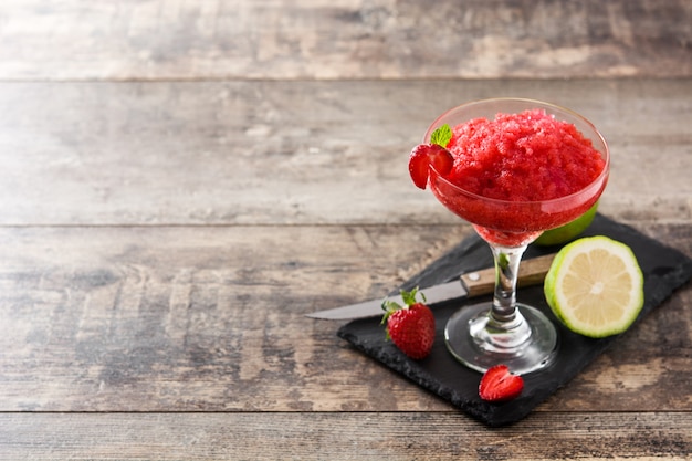 Strawberry margarita cocktail in glass