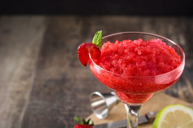 Strawberry margarita cocktail in glass