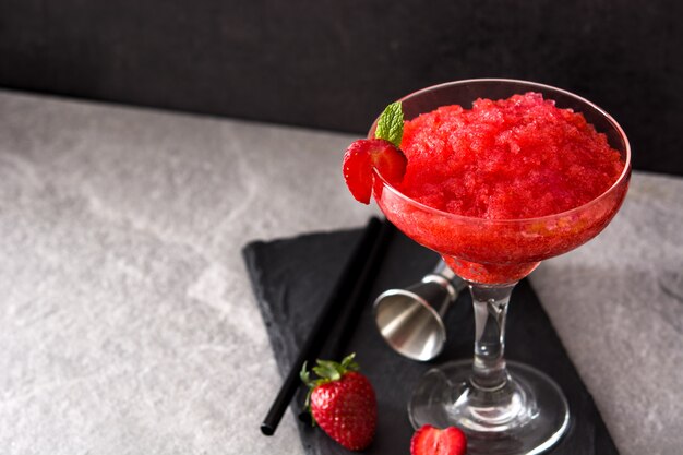 Strawberry margarita cocktail in glass