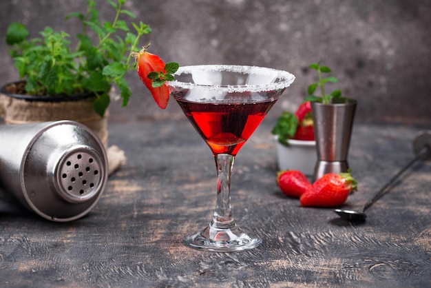 Strawberry martini sweet summer cocktail