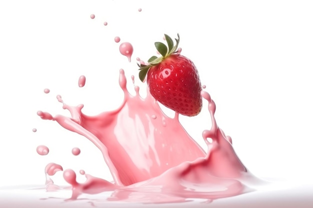 Photo strawberry milk eco splash generate ai