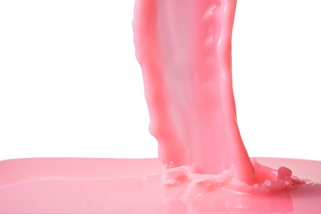 strawberry milk splash on white background