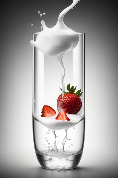 Photo strawberry milkshake in the glass jar