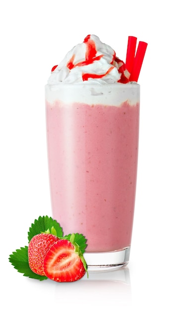 Photo strawberry milkshake in glass