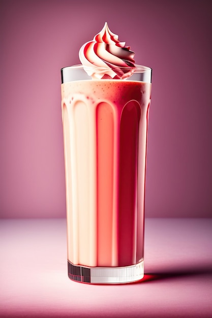 Strawberry milkshake isolated on white background