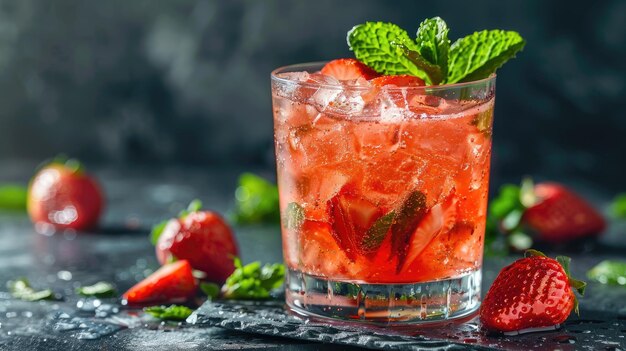 Strawberry mint cocktail Generative AI